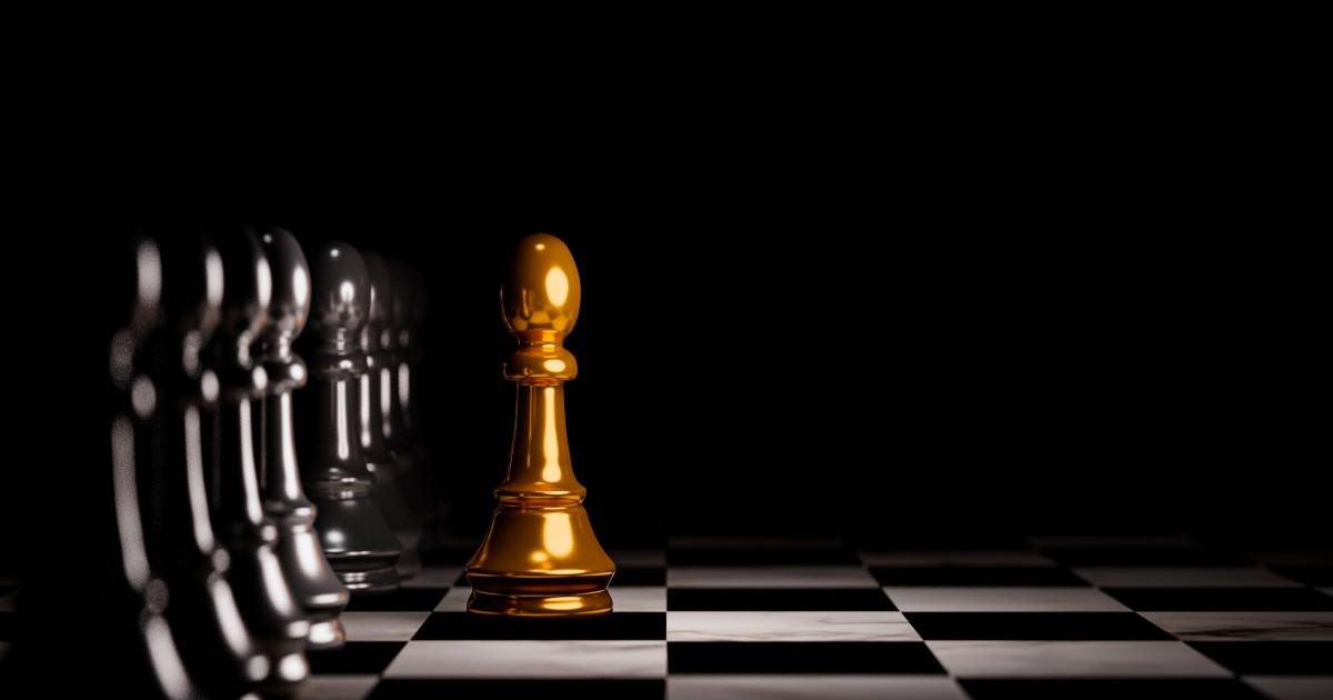golden pawn chess move out from line leading change disruption concept