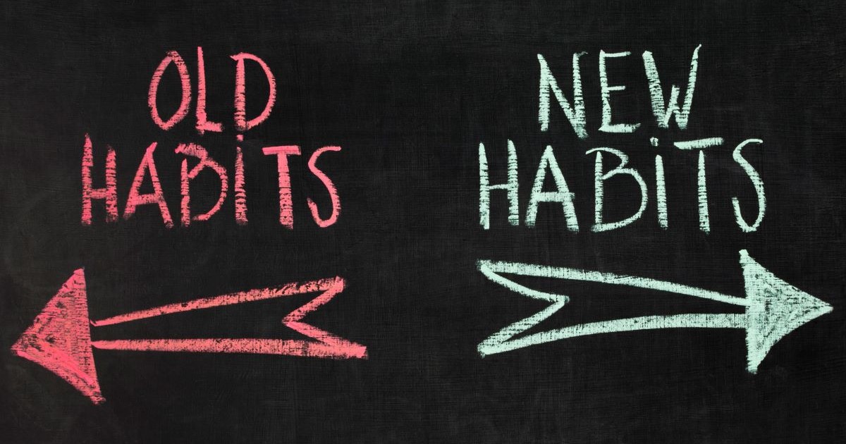 old new habits concept sign on blackboard